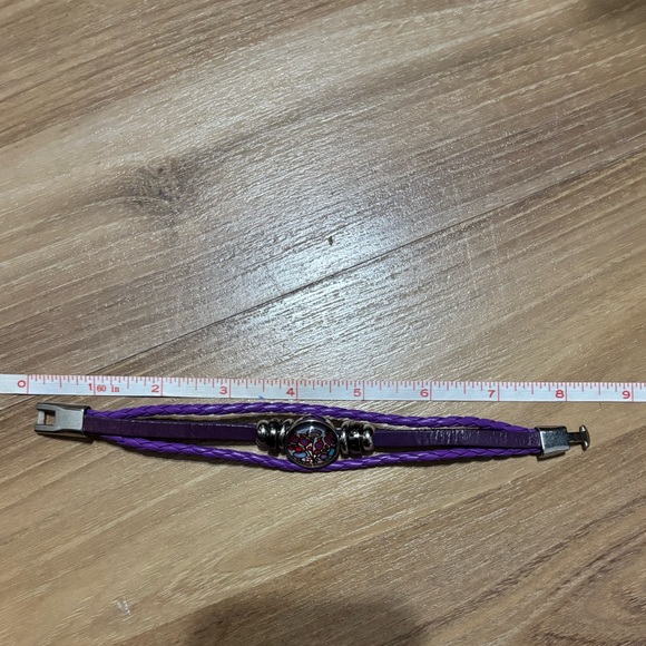 Norval Morisseau Woodland floral Purple Leatherette Bracelet with Silver Accents - Picture 7 of 7